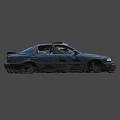 Wreck car with engine 3d model