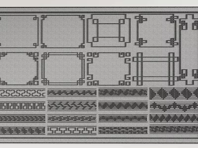Geometric Decorative Line Patterns With Various Ornate Borders And Repeating Motifs 3d model