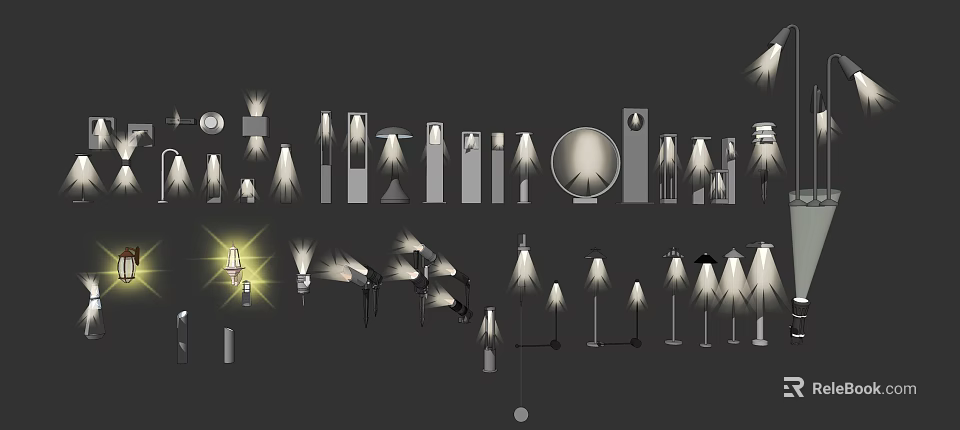 Diverse Modern Lighting Combinations Featuring Table Lamps Floor Lamps And Pendant Lights 3d model 