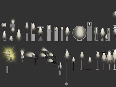 Diverse Modern Lighting Combinations Featuring Table Lamps Floor Lamps And Pendant Lights 3d model