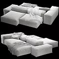 Cozy Modern Fabric Sectional Sofa With Plush Cushions Throw Blanket And Decorative Pillows
