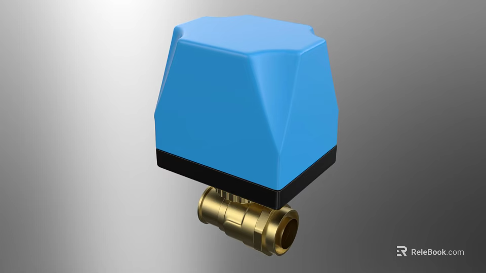 Modern Air Conditioner Air Outlet With Blue Cover And Gold Brass Components 3d model 