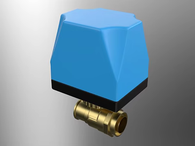 Modern Air Conditioner Air Outlet With Blue Cover And Gold Brass Components 3d model