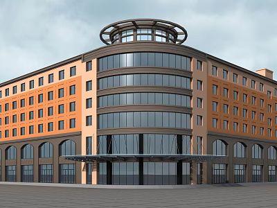 modern office building office entrance arc 3d model