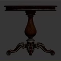 Classic Round Table With Dark Marble Top And Wooden Carved Legs