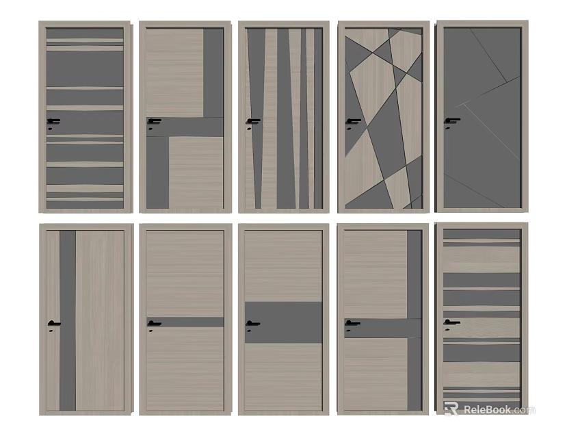Various Modern Swing Door Designs With Different Patterns And Styles 3d model