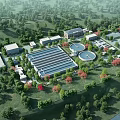 Aerial View of Modern Industrial Plant With Lush Greenery and Circular Facilities