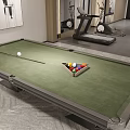 Modern Game Room With Pool Table And Pendant Light 3d model