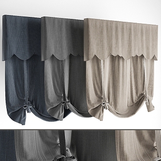 Roman curtain folding curtain fabric curtain 3d model