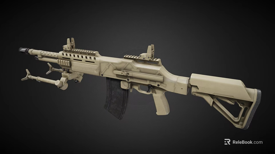 Tan Modern Military Rifle With Scope Mount Detachable Magazine And Ergonomic Stock 3d model 