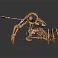 Mechanical Spider Creature With Orange Metallic Body And Multiple Robotic Legs