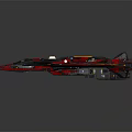 Futuristic Red And Yellow Spaceship With Sleek Design And Cockpit Details