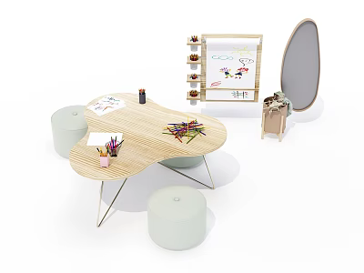 Modern Children's Table and Chair Children's Table and Chair Combination 3d model