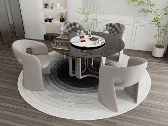 Dining Table and Chair Combination Round Table Glass Table Dining Table Dining Chair 3d model