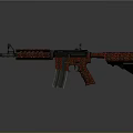 Tactical Modern Rifle With Red Pattern Design And Firearm Features