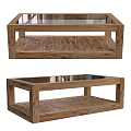 Modern Wooden Coffee Table With Transparent Glass Top And Spacious Lower Storage Shelf