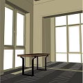 Modern Wooden Desk With Black Metal Legs In Bright Room Setting