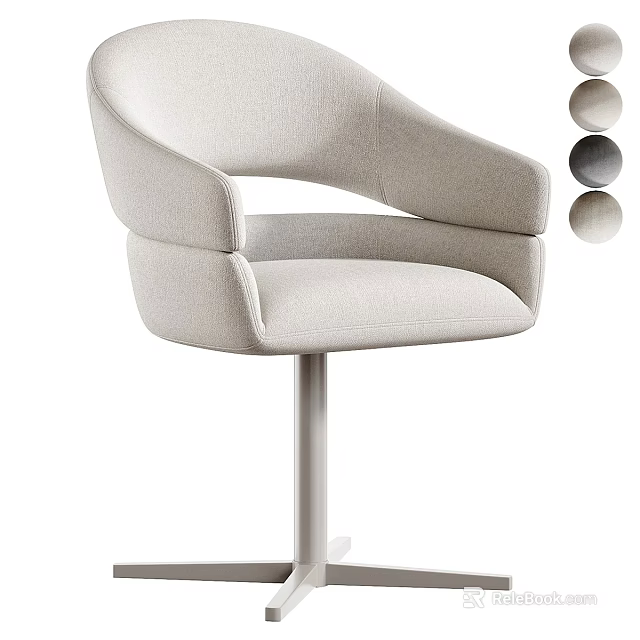 Modern Light Gray Fabric Armchair With Swivel Base And Multiple Color Options 3d model 