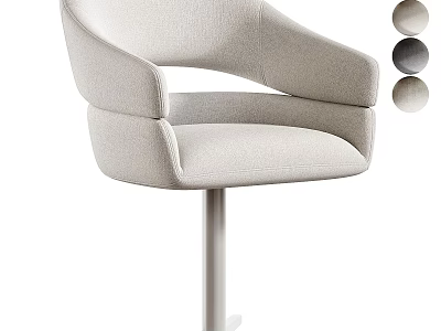 Modern Light Gray Fabric Armchair With Swivel Base And Multiple Color Options 3d model