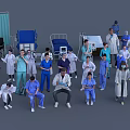 Medical Team Of Healthcare Professionals With Hospital Beds And Medical Equipment