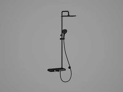 Modern Black Shower System With Overhead Handheld Sprayer And Control Bracket 3d model