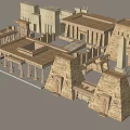 Detailed Ancient Egyptian Architectural Complex With Temples Pyramids And Obelisks