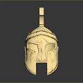 Golden Classical Style Helmet With Plume And Face Guard Details