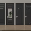 Dark Gray Swing Doors With Modern Design And Golden Handles For Interior