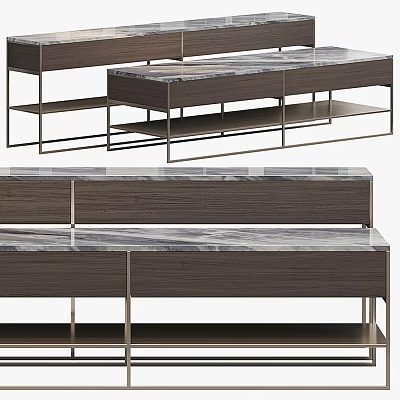 Modern Entryway Console Table And Side Cabinet With Marble Top And Storage Design 3d model
