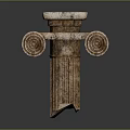 Architectural Classical Stone Column With Voluted Capital Textured Shaft And Ornate Details