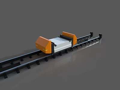 Industrial Equipment With Orange And White Components On Black Track System 3d model