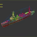 3D Model Of Warship With Gray Hull And Red Bottom