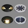 Circular Outdoor Ground Lights in Black and Silver with Illuminated Design