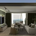 Modern Living Room Interior Design With White Sofa Green Wall And Potted Plant