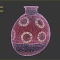Traditional Red Ceramic Vase With Blue And White Circular Decorative Patterns 3d model