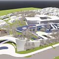 Modern Sales Office Building Design With Curved Facade And Landscaped Green Areas