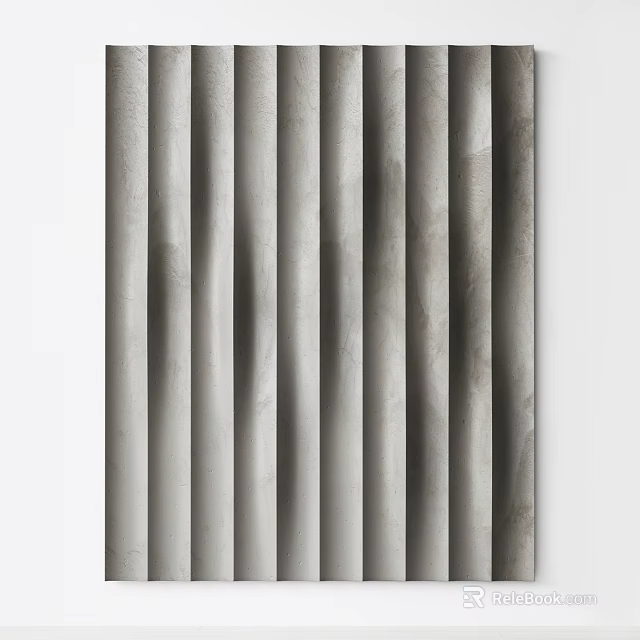 Vertical Striped Wall Decor With Gray White Gradient Textured Fabric Design 3d model 