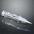 Futuristic Metallic Weapon Design Featuring Spiked Details And Sleek Silver Structure