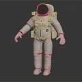 Astronaut In White Spacesuit With Helmet Backpack And Full Body