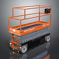 Orange Skyjack Mobile Scissor Lift With Working Platform Guardrails And Wheels