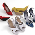 Colorful Stylish High Heels and Sandals in Red Black Yellow White Blue
