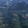 Aerial View Of Mountainous Landscape With Lush Green Forest And Winding River