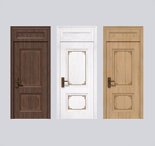 New Chinese Style Swing Door Set Door Swing Door 3d model