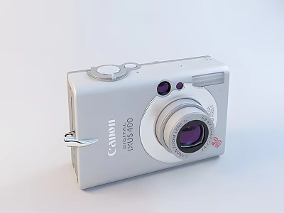 Canon PowerShot Digital Camera in Silver with Lens and Control Buttons 3d model