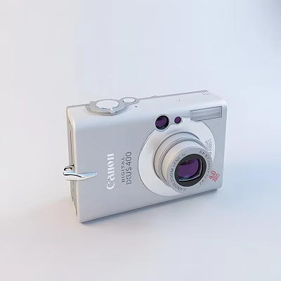 Canon PowerShot Digital Camera in Silver with Lens and Control Buttons 3d model