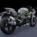 Sleek Sporty Motorcycle With Gray Green Accents Aerodynamic Bodywork Single Seat And Black Wheels