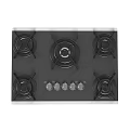 Modern Black Gas Stove Cooktop With Five Burners And Control Knobs 3d model