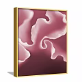 Modern Decorative Painting With Pink Red Wavy Patterns And Golden Frame On Wall
