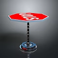 Red Octagonal Stop Sign With Mechanical Metal Base And Support Structure 3d model