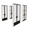 Modern Double Doors With Black Frame Glass Panels And Golden Handles Design